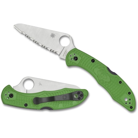 Spyderco 2024 Spyderco Salt 2, Lightweight Green, Serrated Lc200N Steel, Reveal 7 SPY-C88FSGR2